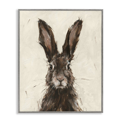 Brown/Beige European Rabbit Hare Portrait Painting by Ethan Harper - Graphic Art Print
