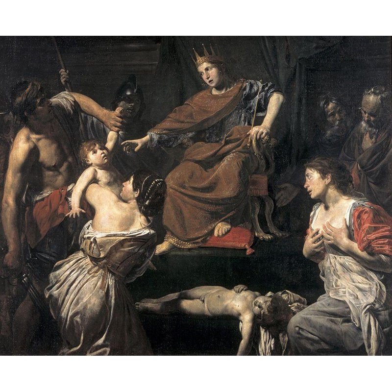 Art Astoria Grand Boulogne, Jean Valentin de sur toile tendue, "Judgement of Solomon", H 20 po x l 24 po