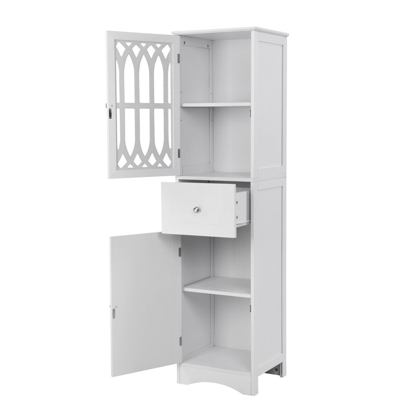 Amall Freestanding Linen Cabinet, White