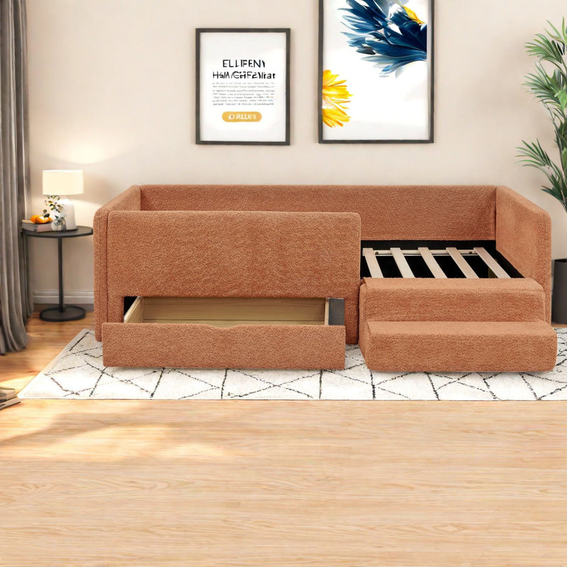 Lits simples avec rangement, structure en bois Boucle, lit pour enfant moderne et sécuritaire