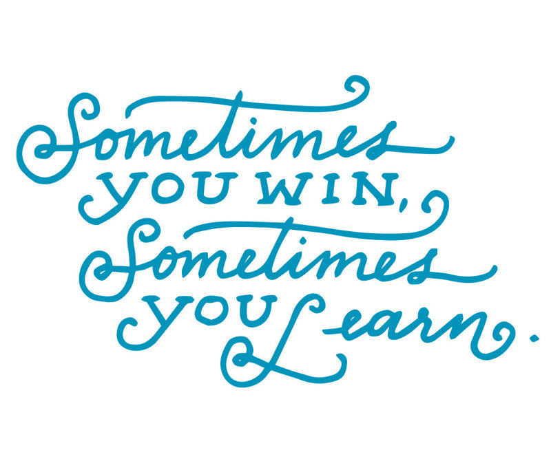 Décalcomanie murale parfois citation "win, H 21 po x l 35 po x P 0,01 po, Bleu sarcelle
