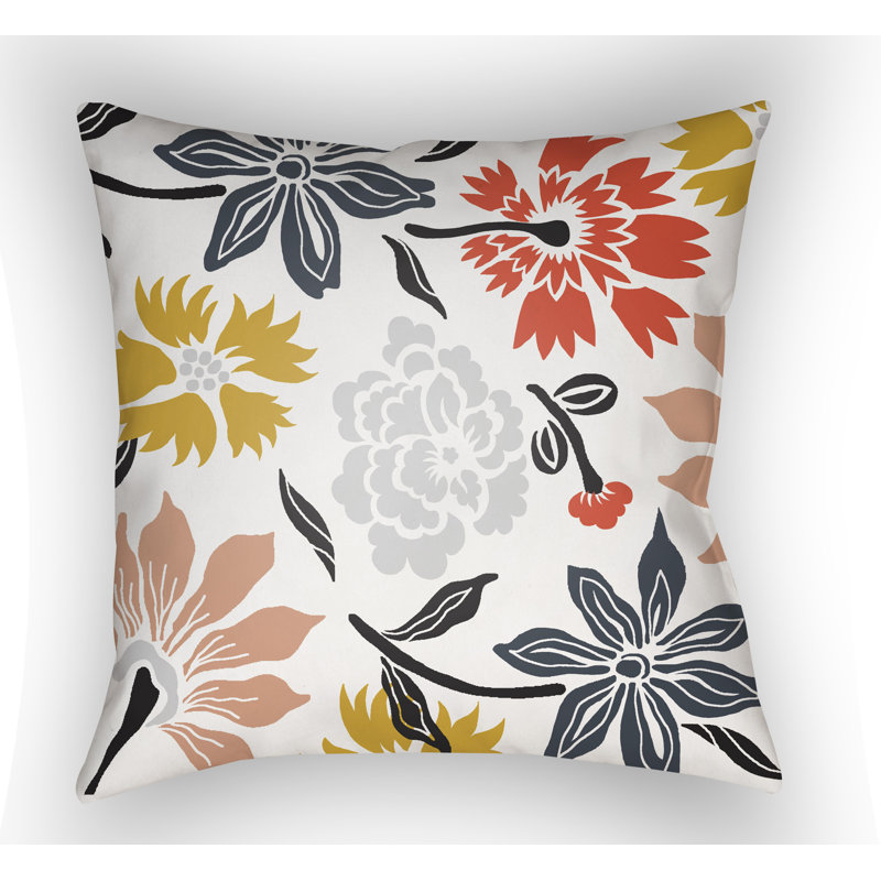 Moody Floral Floral Throw Pillow, Black/Purple, 22" H  x 22" W x 5" D