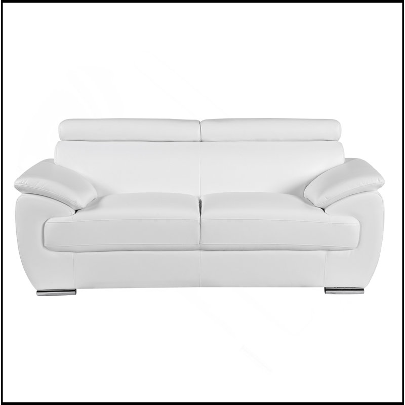 Causeuse en cuir véritable, Blanc