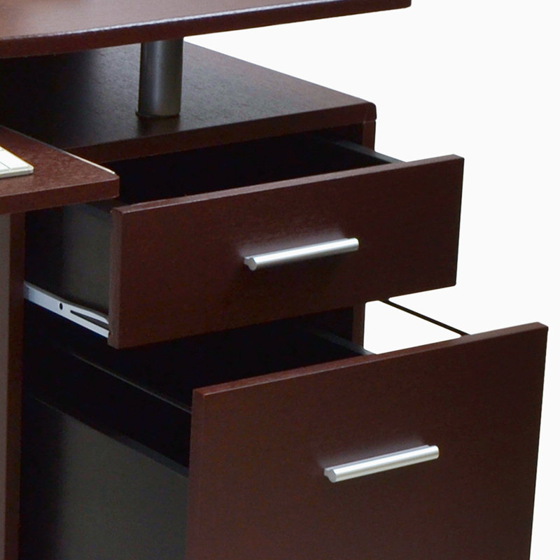 Techni Mobili Stylish Computer Desk With Storage, Chocolate