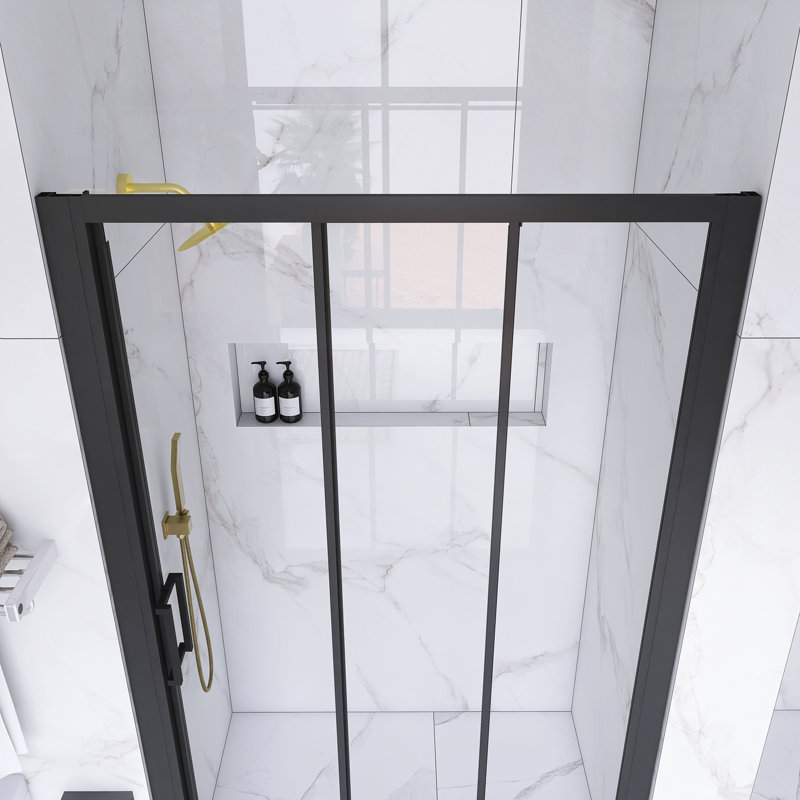 70" Matte Black Aluminum Semi-Frameless Sliding Shower Door