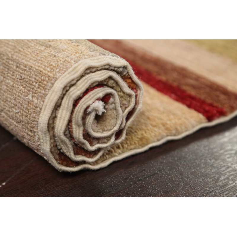 Tapis oriental rayé en laine Gabbeh 3 x 10
