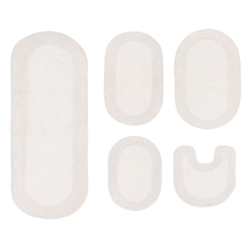 Ensemble de tapis pour salle de bain 5 pièces Tamela, Ivoire