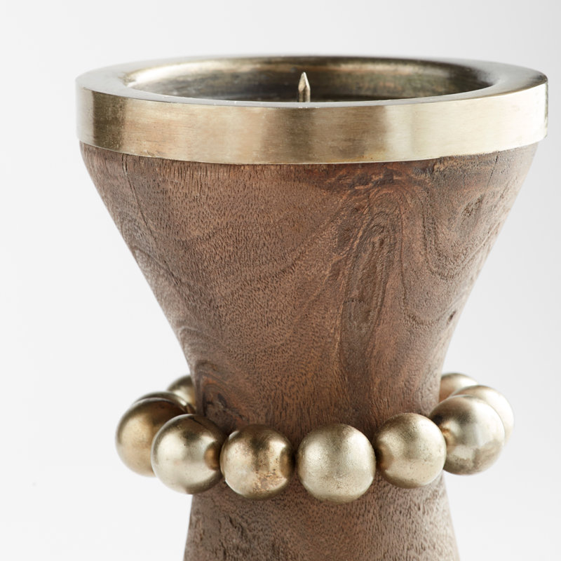 Parvati Candlestick, Weathered Gray/Copper/Antique Nickel, 12" H x 5.5" W x 5.5" D