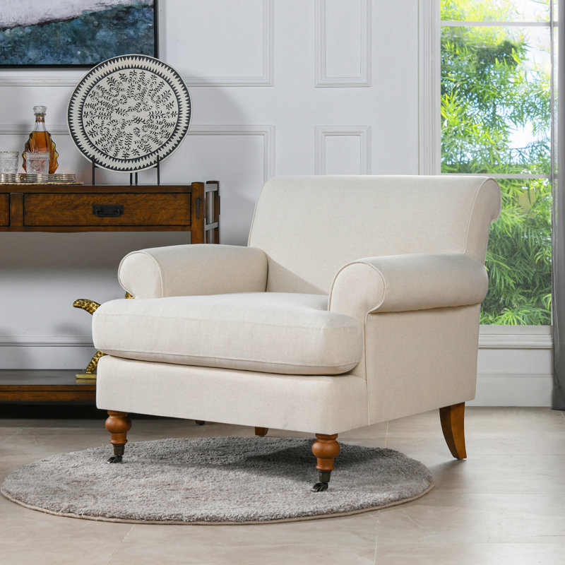 Harbor Upholstered Armchair, Light Beige Linen