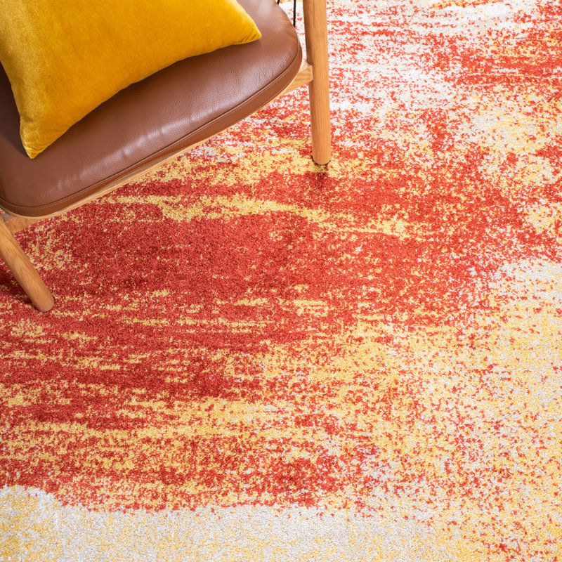Tapis à motif abstrait Algonquin Performance, Rectangle 5 pi 1 po x 7 pi 6 po, Rust/Gold