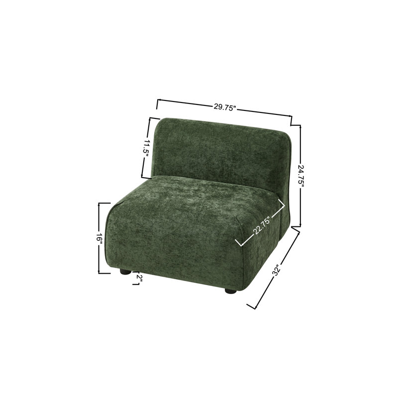 Chaise d'appoint rembourrée Modern, Vert