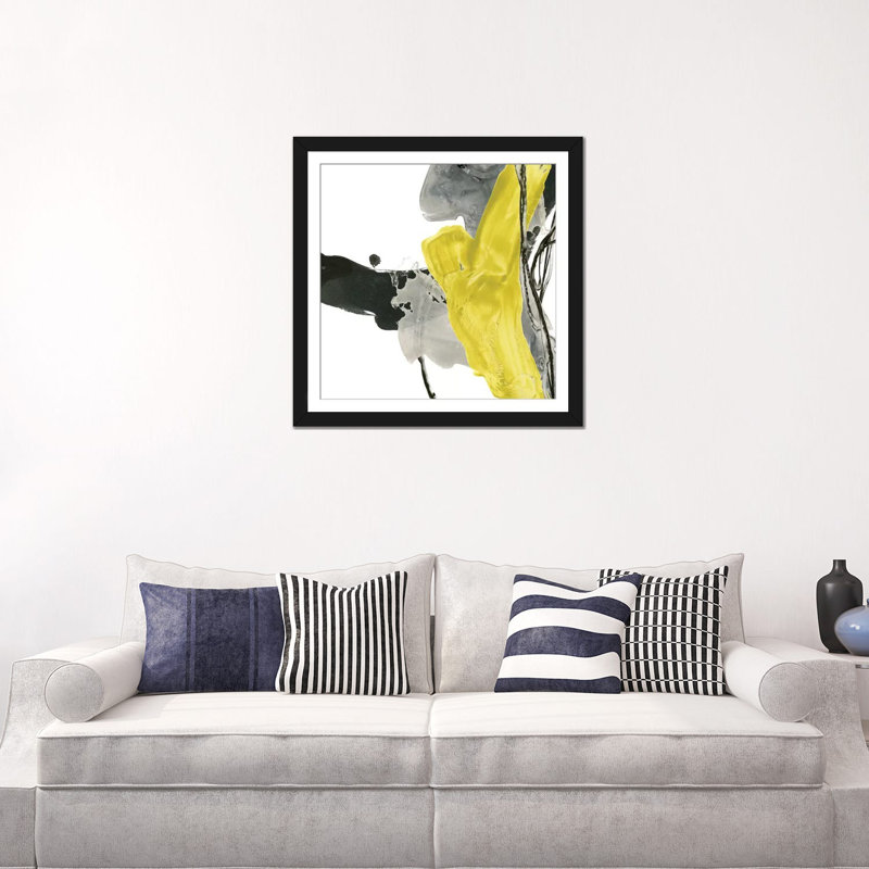 « citron flux ii », reproduction d’impression sur toile, H 24 po x l 24 po x P 1 po, Papier d'art encadré noir, Blanc
