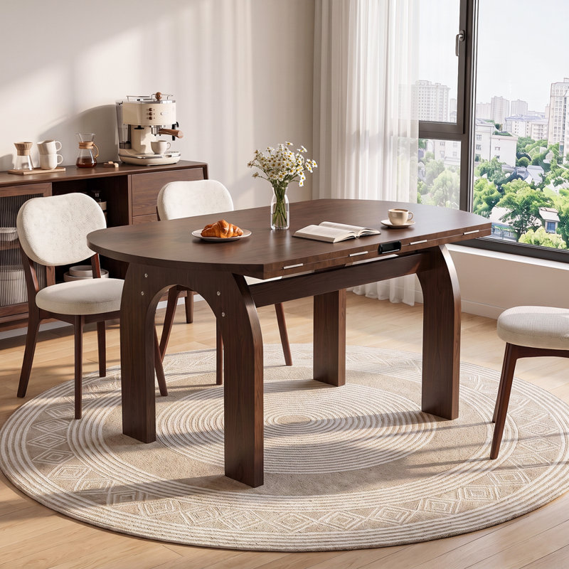 Extendable Dining Table, Converts Oval to Round