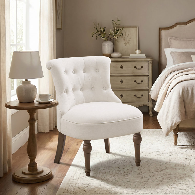 Distin Tufted Chenille Side Chair, Beige