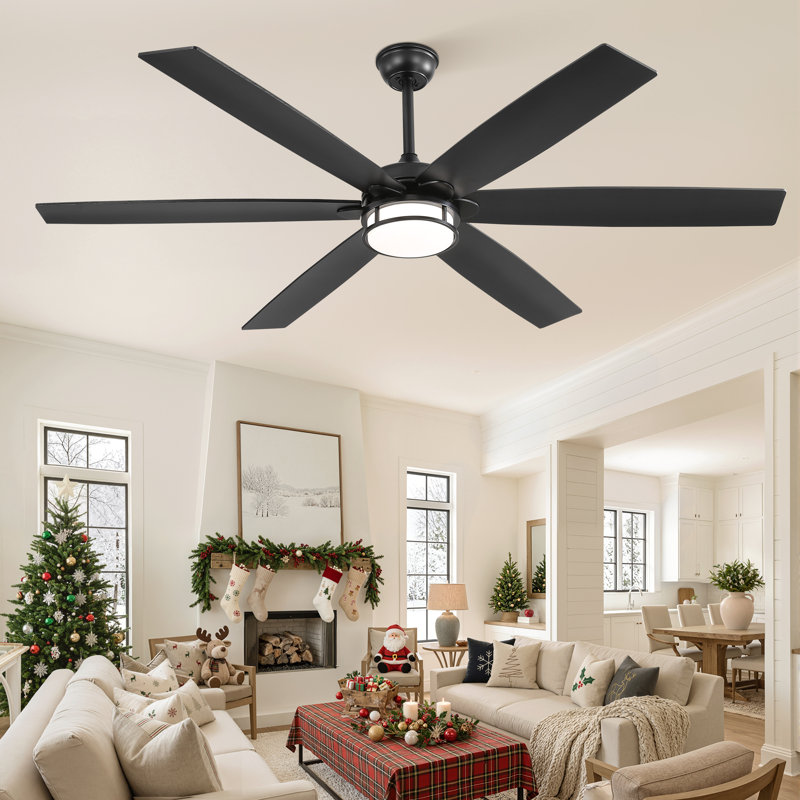 Ventilateur de plafond moderne à 6 pales 65 pouces avec lumière DEL et télécommande Cissline pour salon / bureau / chambre à coucher