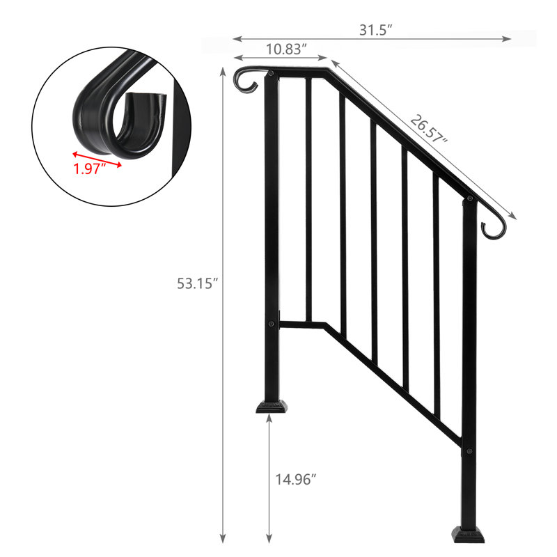 Outdoor 2 Level Iron Handrail
