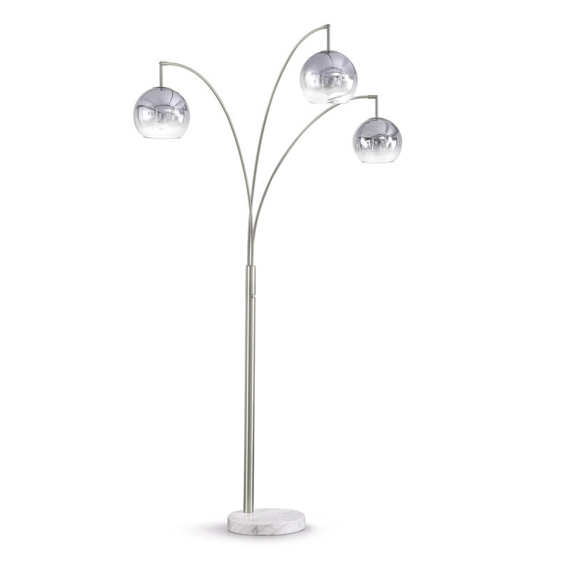 Eddo 84'' Arched Floor Lamp, Chrome, Brushed Nickel