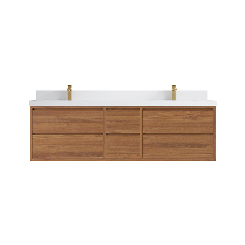 Meuble-lavabo double flottant avec dessus Madison, Blanc