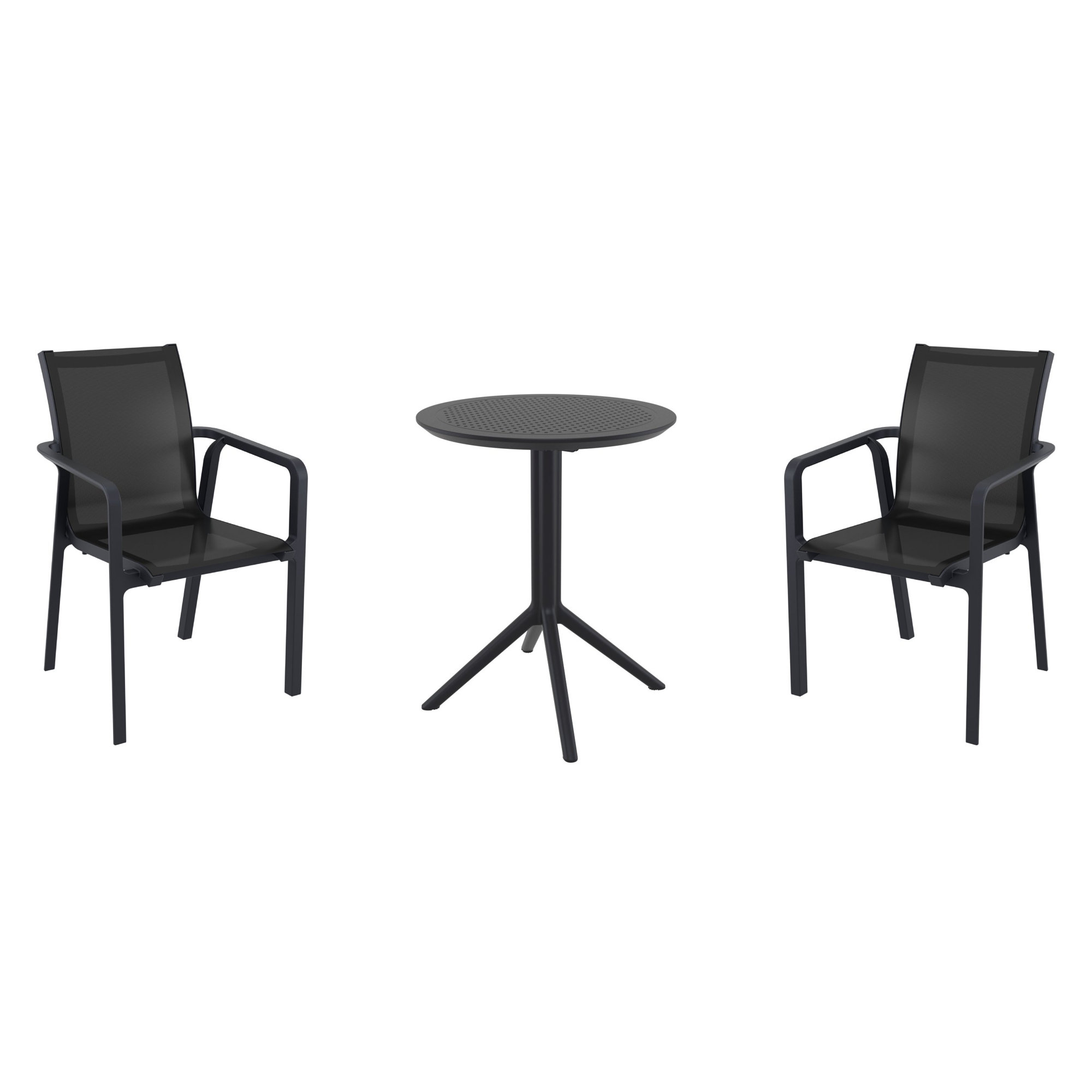 Farrah 24'' Round 2 - Person Bistro Set with Sling Chairs, Black