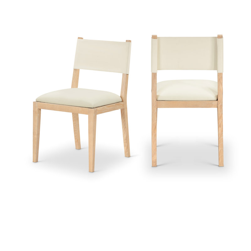 Chaise d'appoint de salle à manger Vina, Teint naturel, Cuir crème végétalien