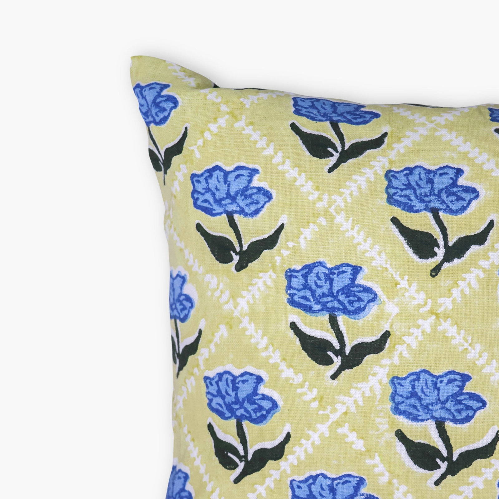 20" x 20" Linen Pillow Cover, Rectangle 12"H x 20"W, Yellow/Blue Floral