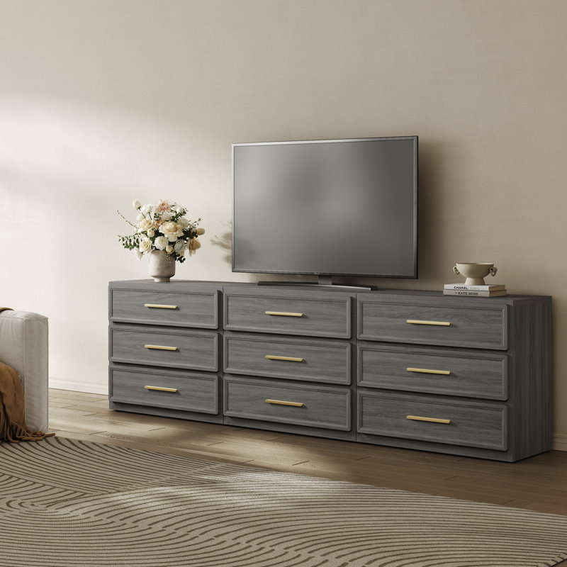 Table de chevet 3 tiroirs Cesiro Accent, Ensemble de 3, Gris