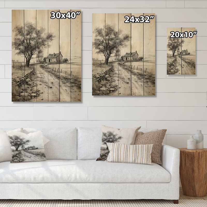 «Farmhouse Tranquil Retreat» sur impression sur bois, H 40 po x l 30 po x P 0,78 po