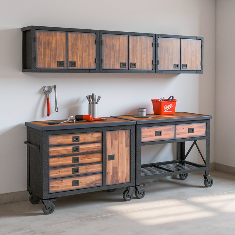5-Piece Industrial Garage Storage Set with 48 in. Workbench, 48 in. Tool Chest & 3 Wall Cabinets