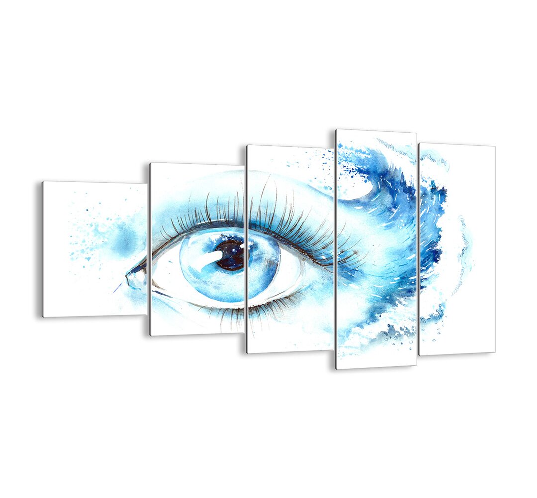 5-tlg. Glasbilder-Set Verliere dich in blauen Augen