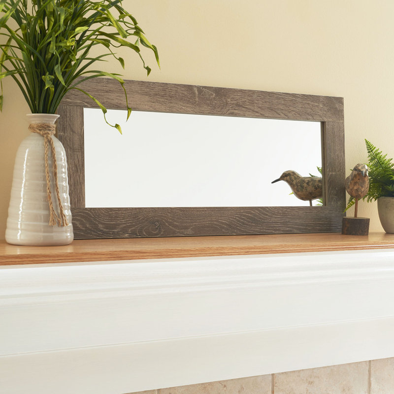 Ashwood Rectangular Wall Mirror with Distressed Woodgrain Frame, Ashwood