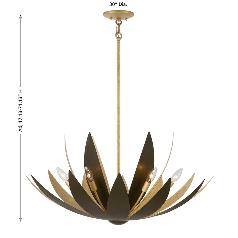 Loto 6-Light Pendant in Centura and Burnished Gold by Breegan Jane