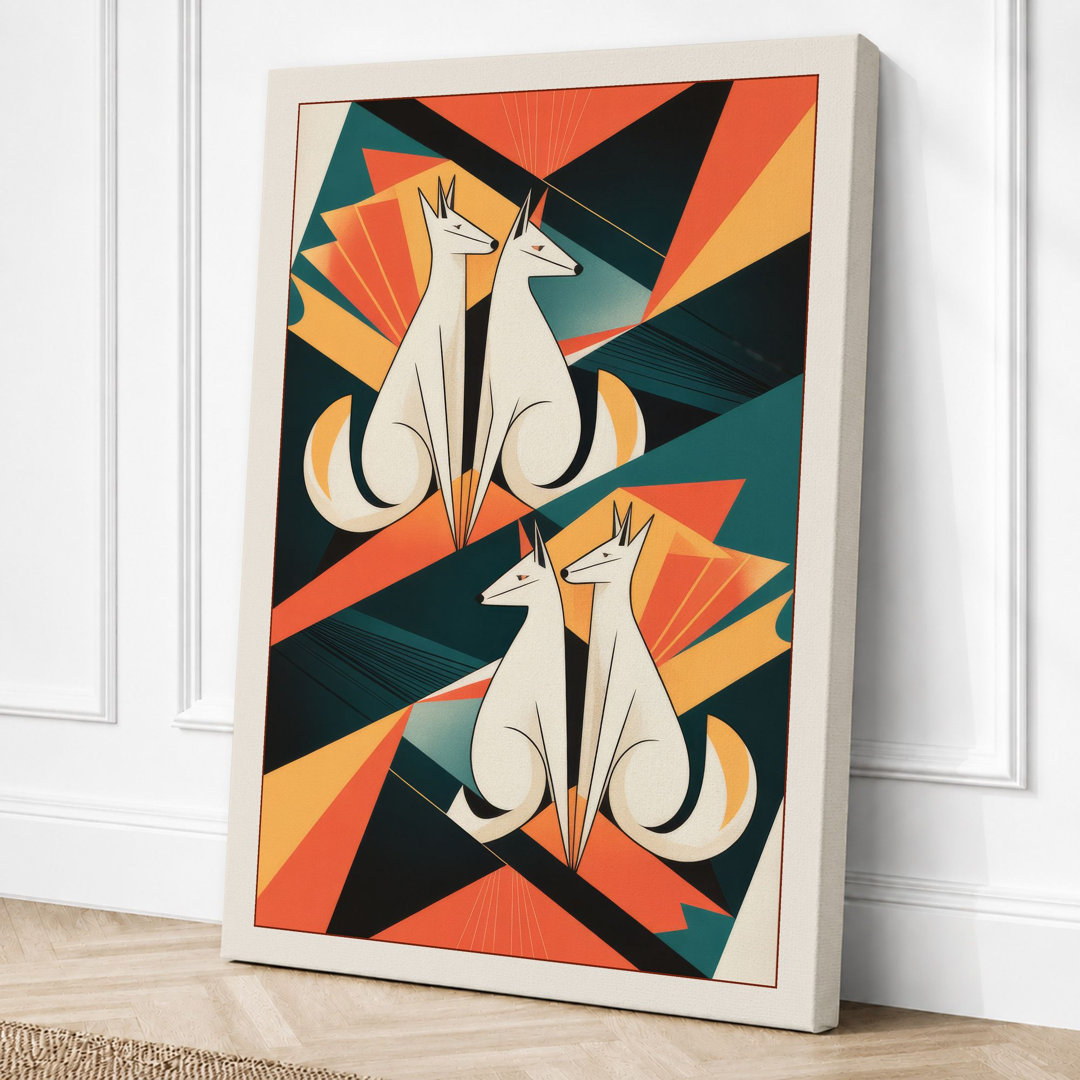 Symmetrical Butterflies Art Deco - Wrapped Canvas