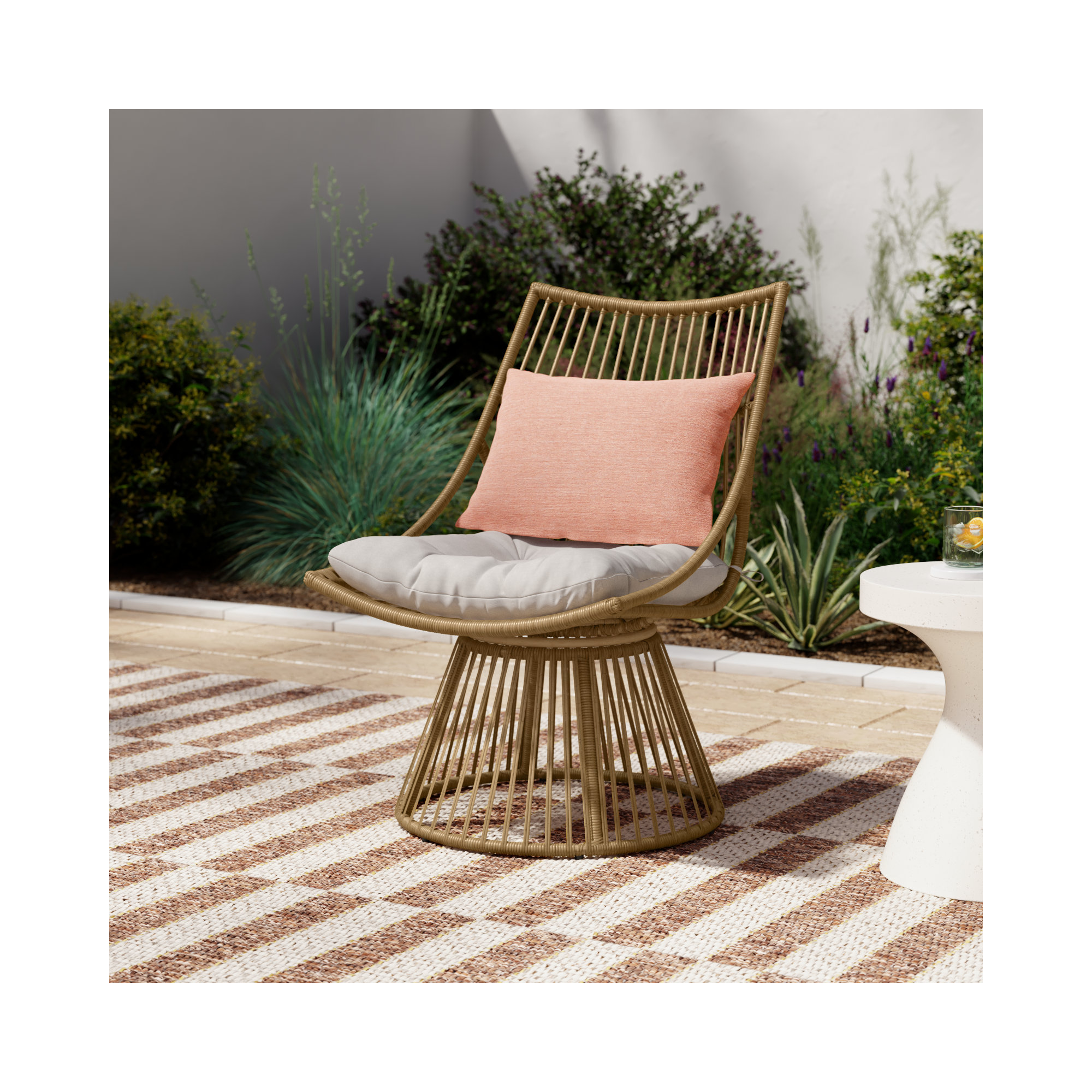 Fiona Patio Chairs with Cushions, Light Brown, Beige