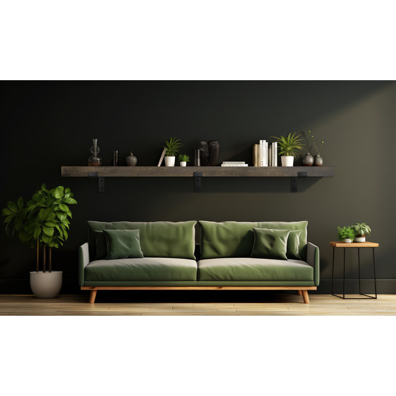 Tablette en peuplier Emerald Lee, H 2 po x l 72 po x P 10 po, Black