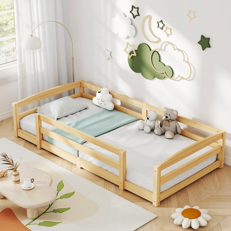 Double Entry Floor Bed, Tan, Twin