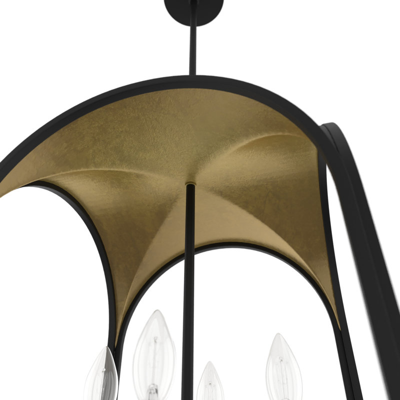Dukestown 4 - Light Lantern Square Chandelier, Natural Iron/Gold Leaf 