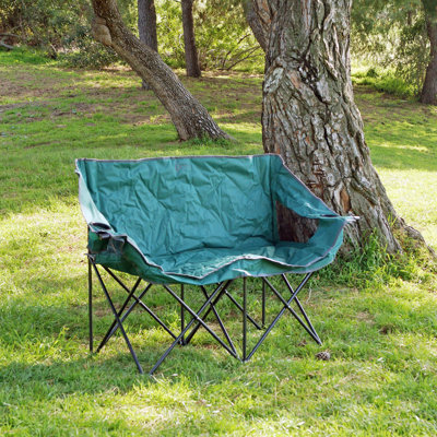 Portable Double Duo Camping Chair Loveseat W/ 2 Cup & Wine Glass Holder, Heavy-Duty Carrying Bag, Padded Seats & Armrests, Supports Up To 500Lbs by ARROWHEAD Outdoor