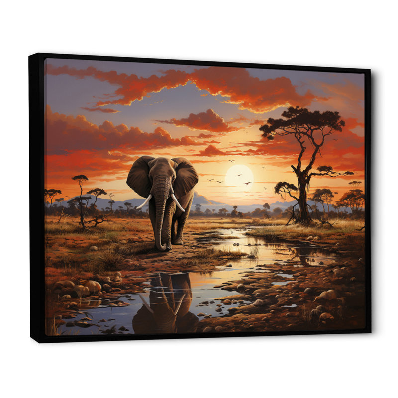 Faune d'Afrique, animaux d'Afrique sur toile, H 12 po x l 20 po x P 1 po, Cadre flottant noir