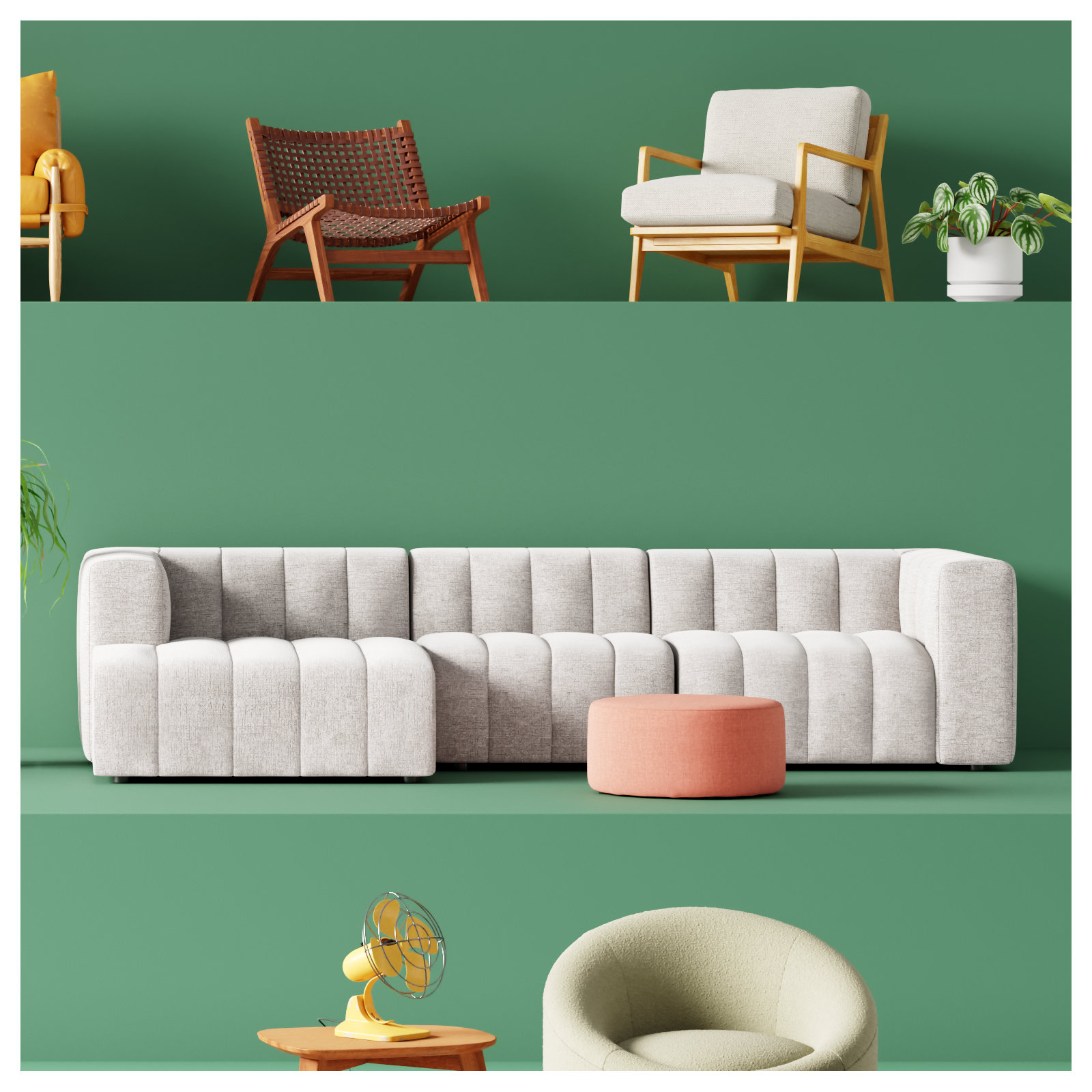 Bowry Modular Upholstered Chaise L-Sectional, Left Hand Facing, Light Gray Napa Sandstone Polyester, Black