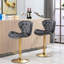 Ensemble de 2 tabourets de bar, avec repose-pieds chromé et base pivotante réglable en hauteur, revêtement en velours et pieds réglables. Tabouret de bar simple.-1952562933
