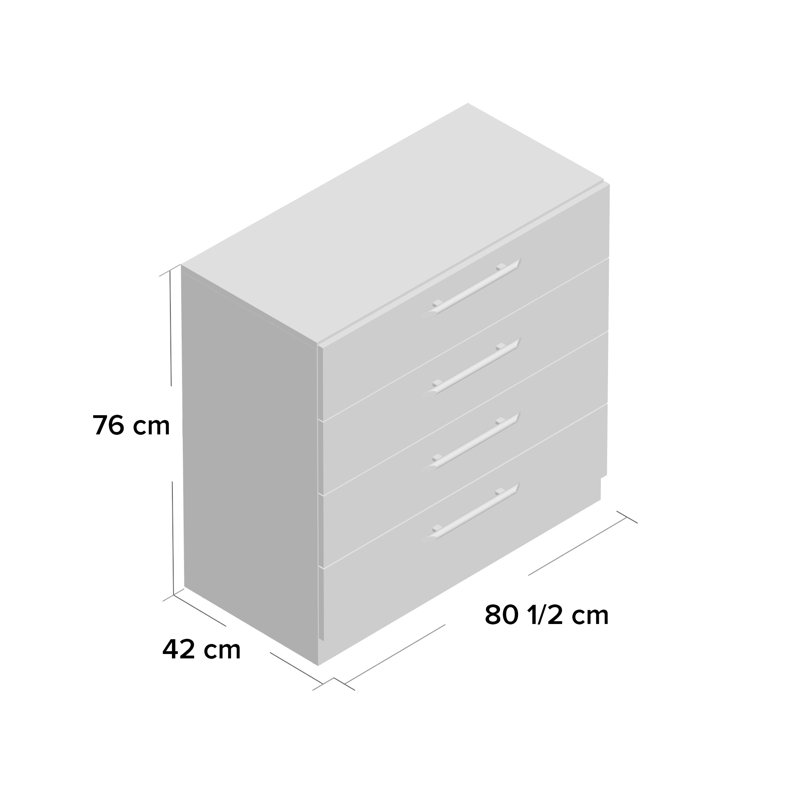 Dufferin 80.5 cm W Chest of 4 Drawers, White