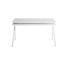Ultra Modern White Lacquer Executive Desk with Three Drawers - OfficeDesk .com