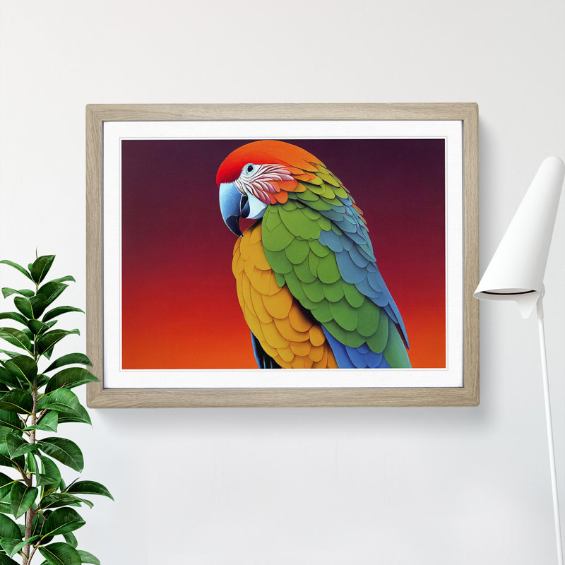 Colourful Parrot Portrait Vol.2 - Single Picture Frame Print, Oak Framed, 34cm H x 46cm W x 2cm D