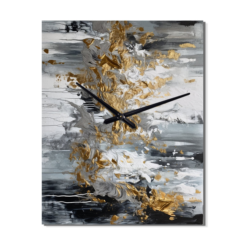 Delicate Brushstrokes I - Horloges murales abstraites en marbre, H 32 po x l 16 po x P 1 po