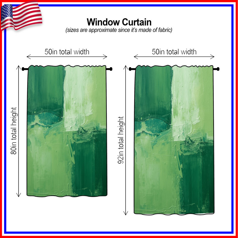 Rideaux vert texturé, voilages et voilages abstraits - 1 panneau, 50 po x 92 po - 1 panneau, Transparent