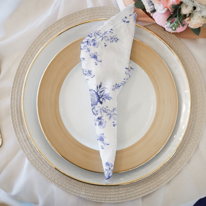 Paquet de 20 serviettes de table vintage à motif floral 3 plis - Ensemble de 6