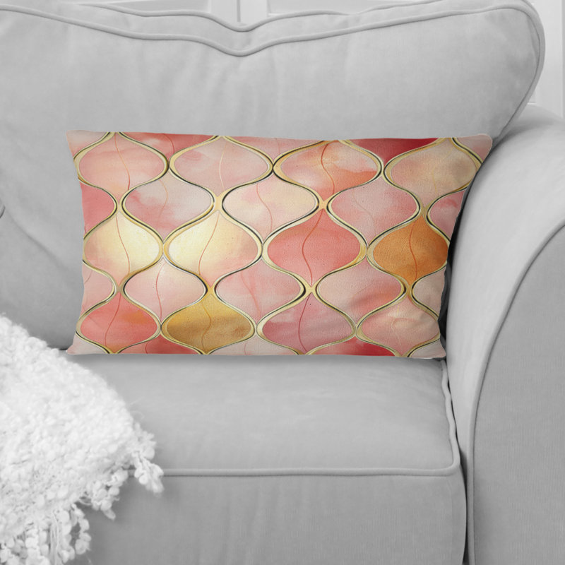 Coussin lombaire rose Mid-Century Ogee Glamour