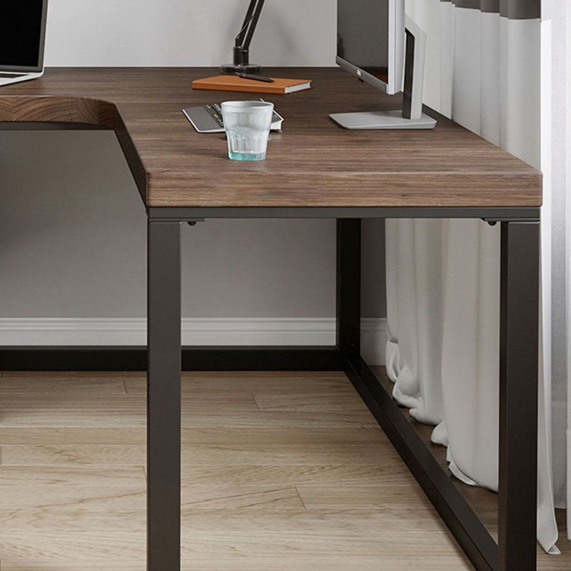 Bureau d'angle moderne et simple en bois massif en forme de L, Retour à gauche, H 29,53 po x l 55,12 po x P 47,24 po