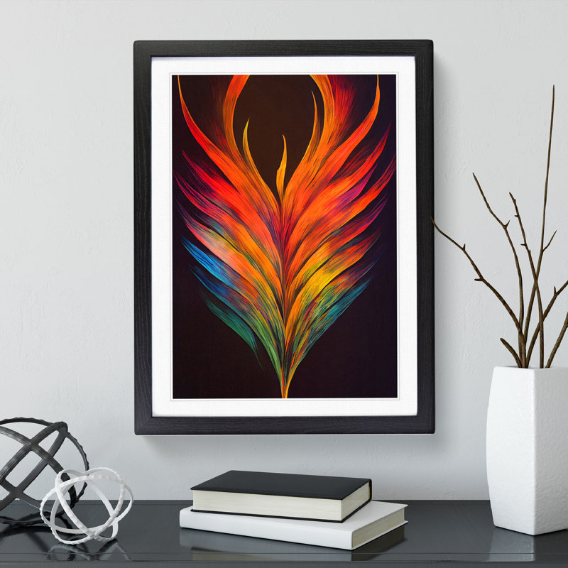 Daring Feather - Single Picture Frame Print, Black, 46cm H x 34cm W x 2cm D