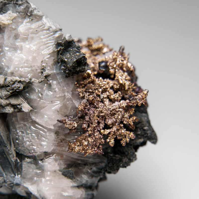 Silver On Calcite Crystal Cluster  Matrix From Bouismas Mine, Zagora, Morocco